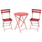 Bistro Chair & Round Folding Table Set  option Poppy Red (Smooth)