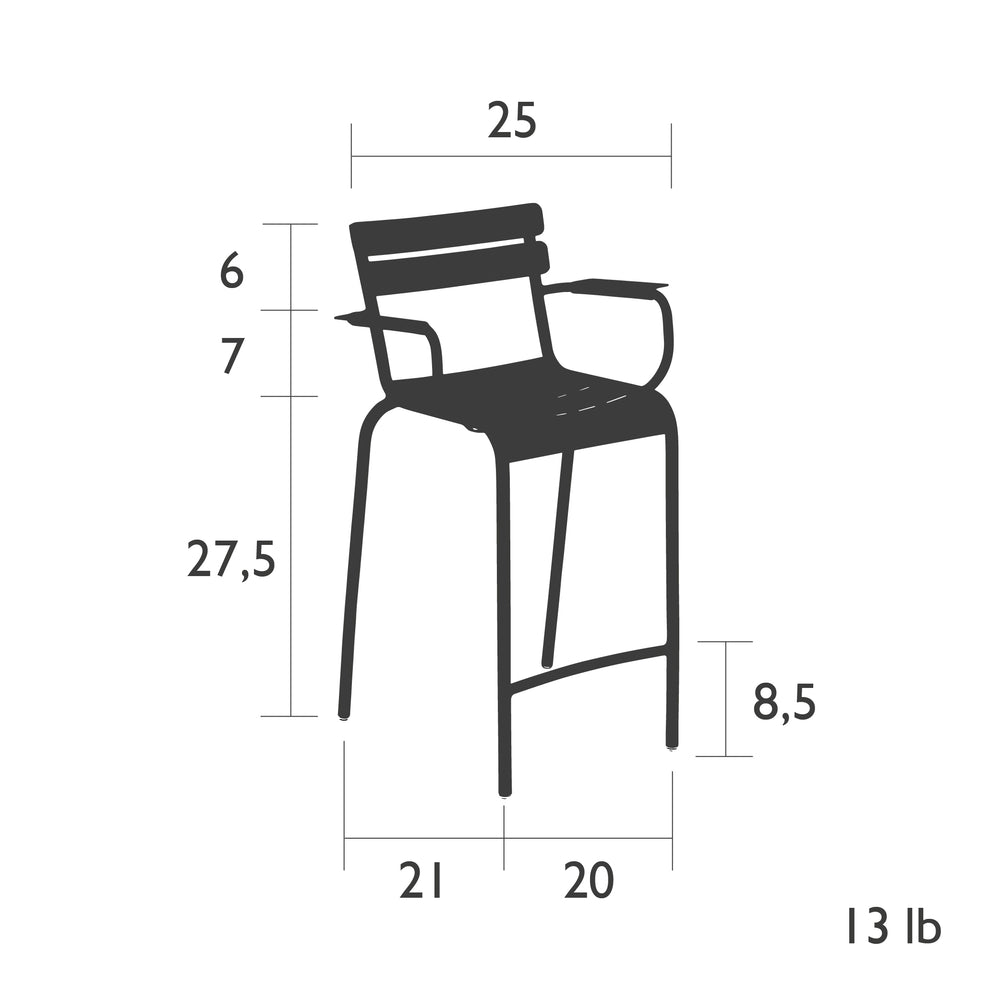 Luxembourg Outdoor Stool with Arms (Set of 2)