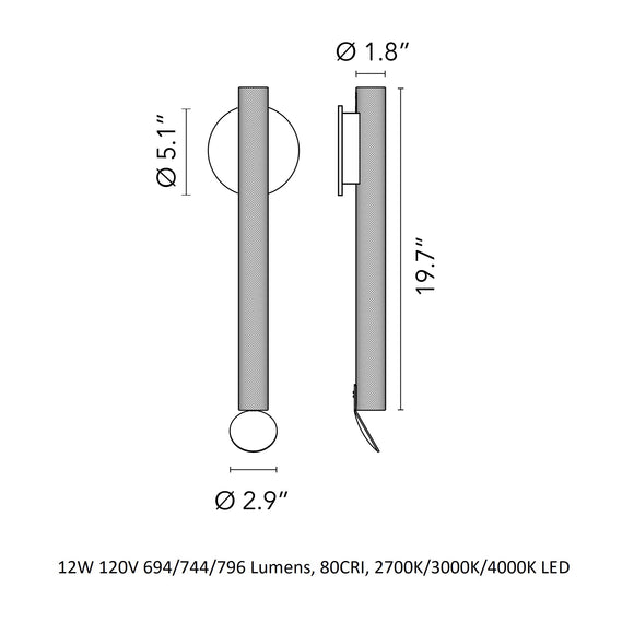 Flauta Spiga Outdoor Wall Sconce