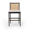 Antonia Armless Stool  option Savile Flax / Brushed Ebony with Light Natural Cane