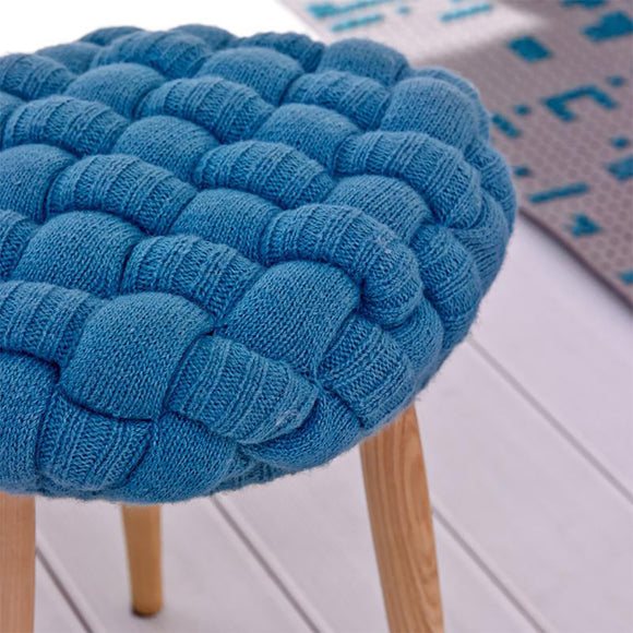 Knitted Knot Blue Stool