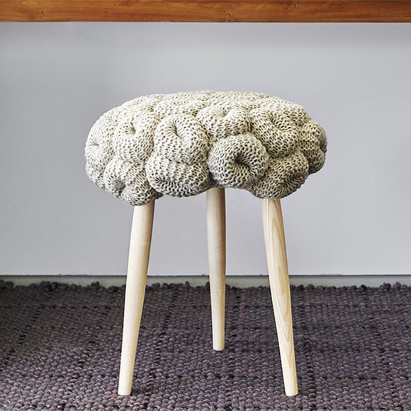 Knitted Rings Grey Stool