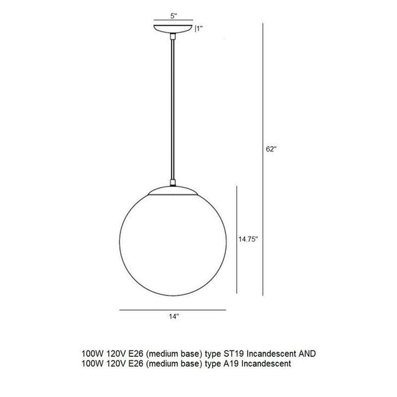 Leo Globe Pendant Light - Clear Seeded Glass