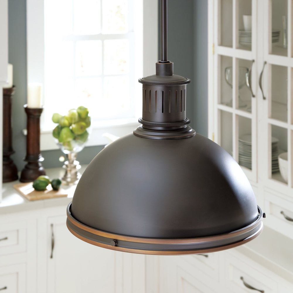 Image showcasing Generation Lighting Pratt Street Metal Pendant Light - 2Modern