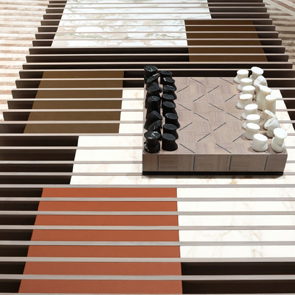 Marble and Walnut Check-Mate Chessboard