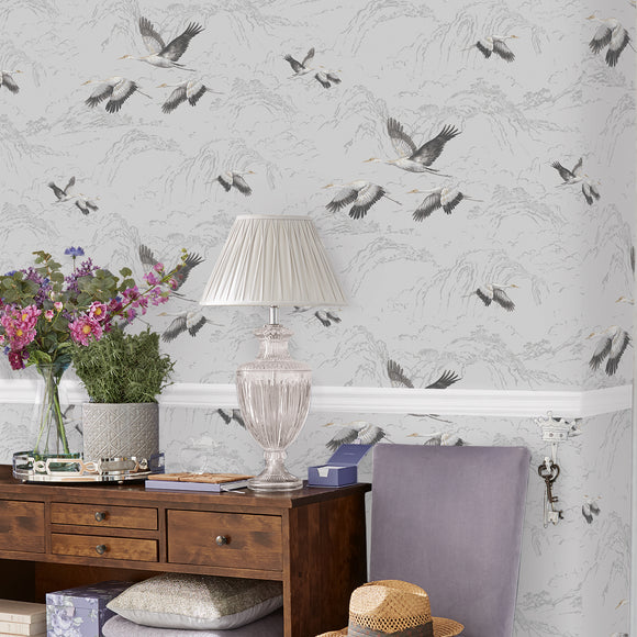 Laura Ashley Animalia Silver Wallpaper Wallpaper