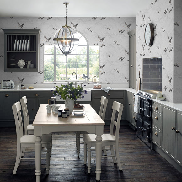 Laura Ashley Animalia Silver Wallpaper Wallpaper
