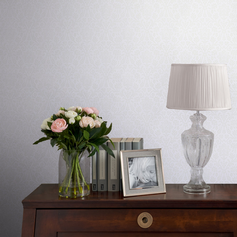 Laura Ashley Annecy Paintable White Wallpaper Wallpaper