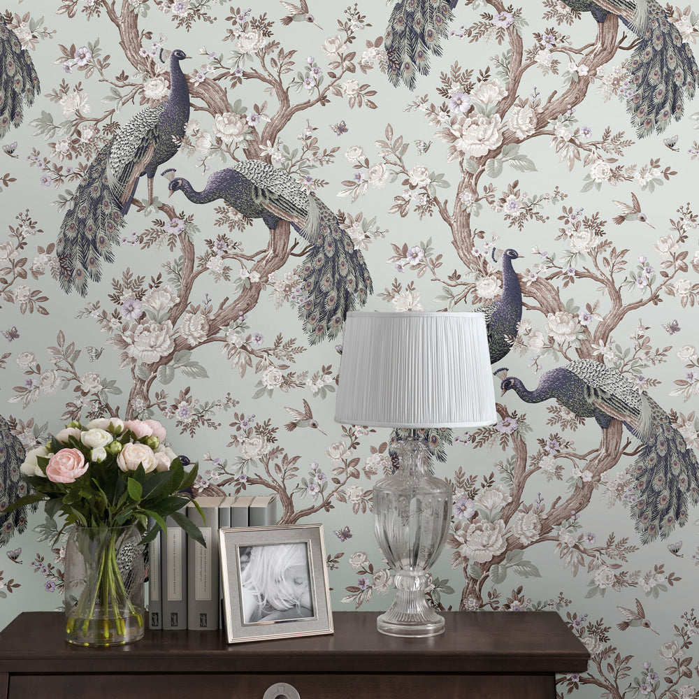 Laura Ashley Belvedere Duck Egg Wallpaper Wallpaper