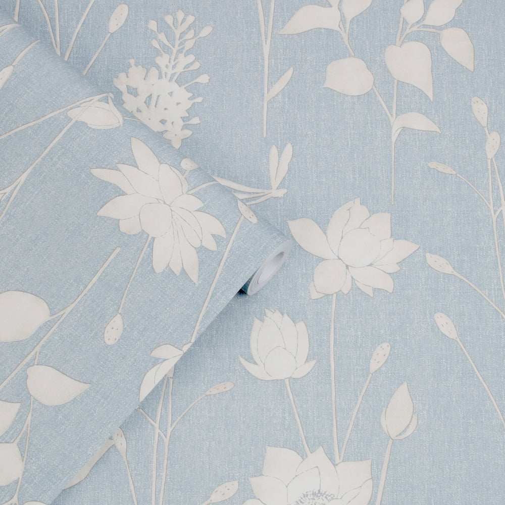 Laura Ashley Dragonfly Garden Chalk Blue Wallpaper Wallpaper
