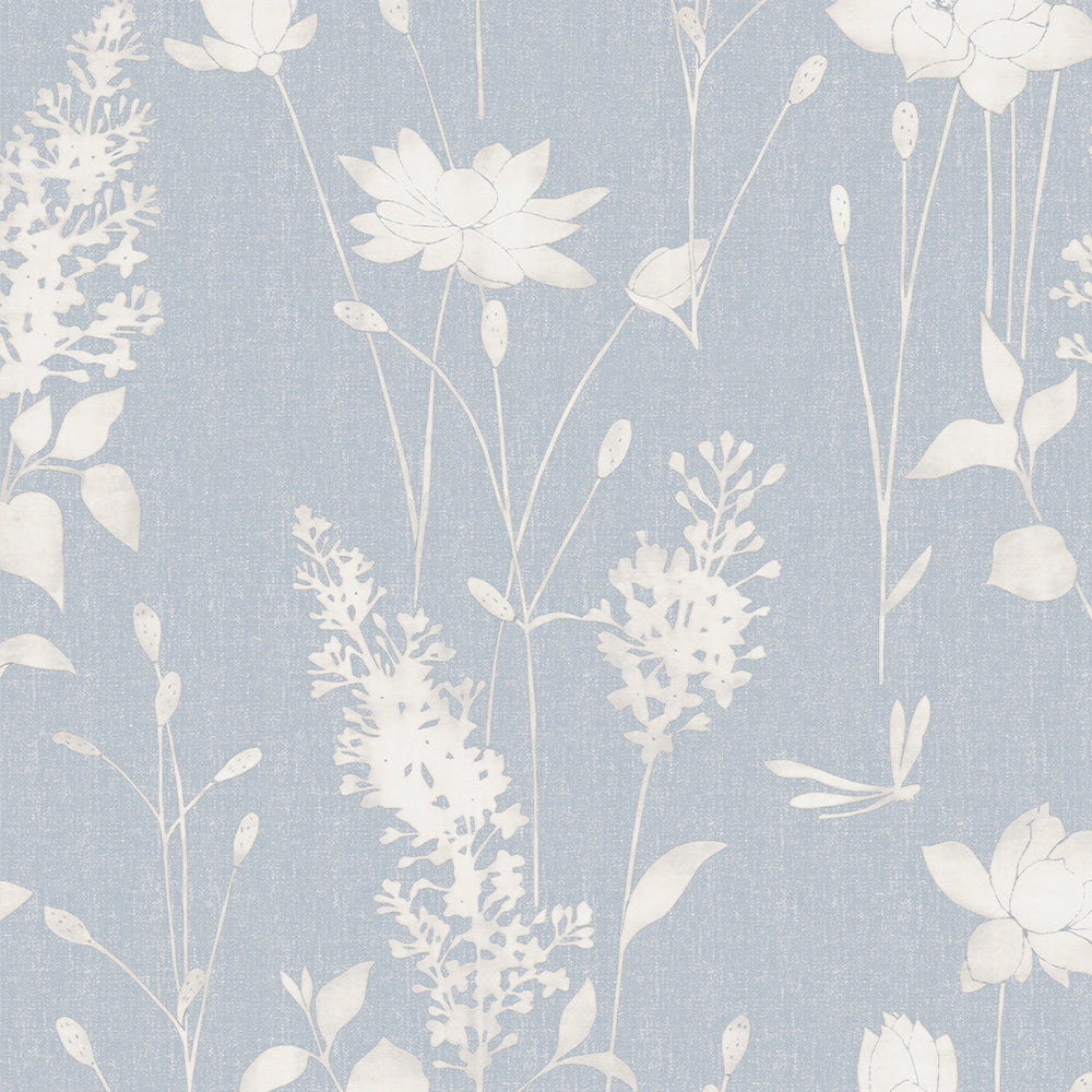 Laura Ashley Dragonfly Garden Chalk Blue Wallpaper Wallpaper