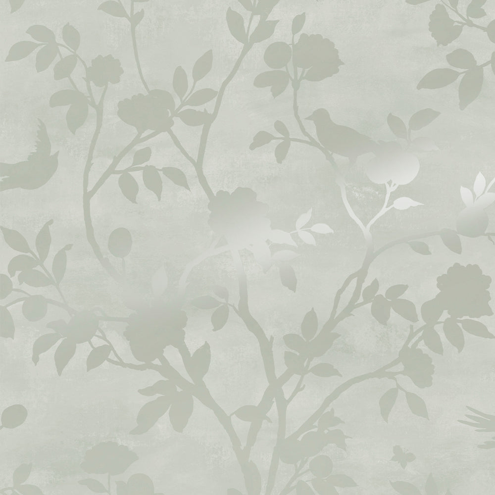 Laura Ashley Eglantine Silhouette Eau De Nil Wallpaper Sample Swatch