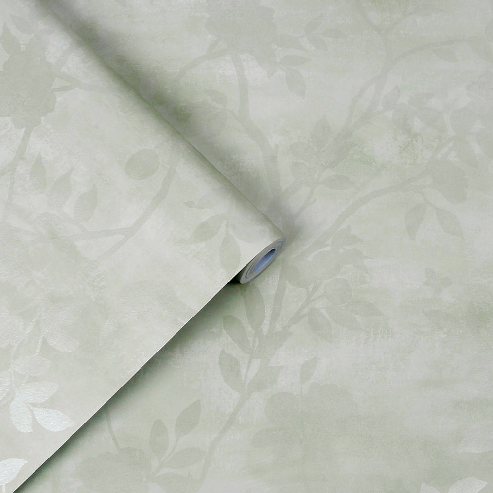 Laura Ashley Eglantine Silhouette Eau de Nil Wallpaper Wallpaper
