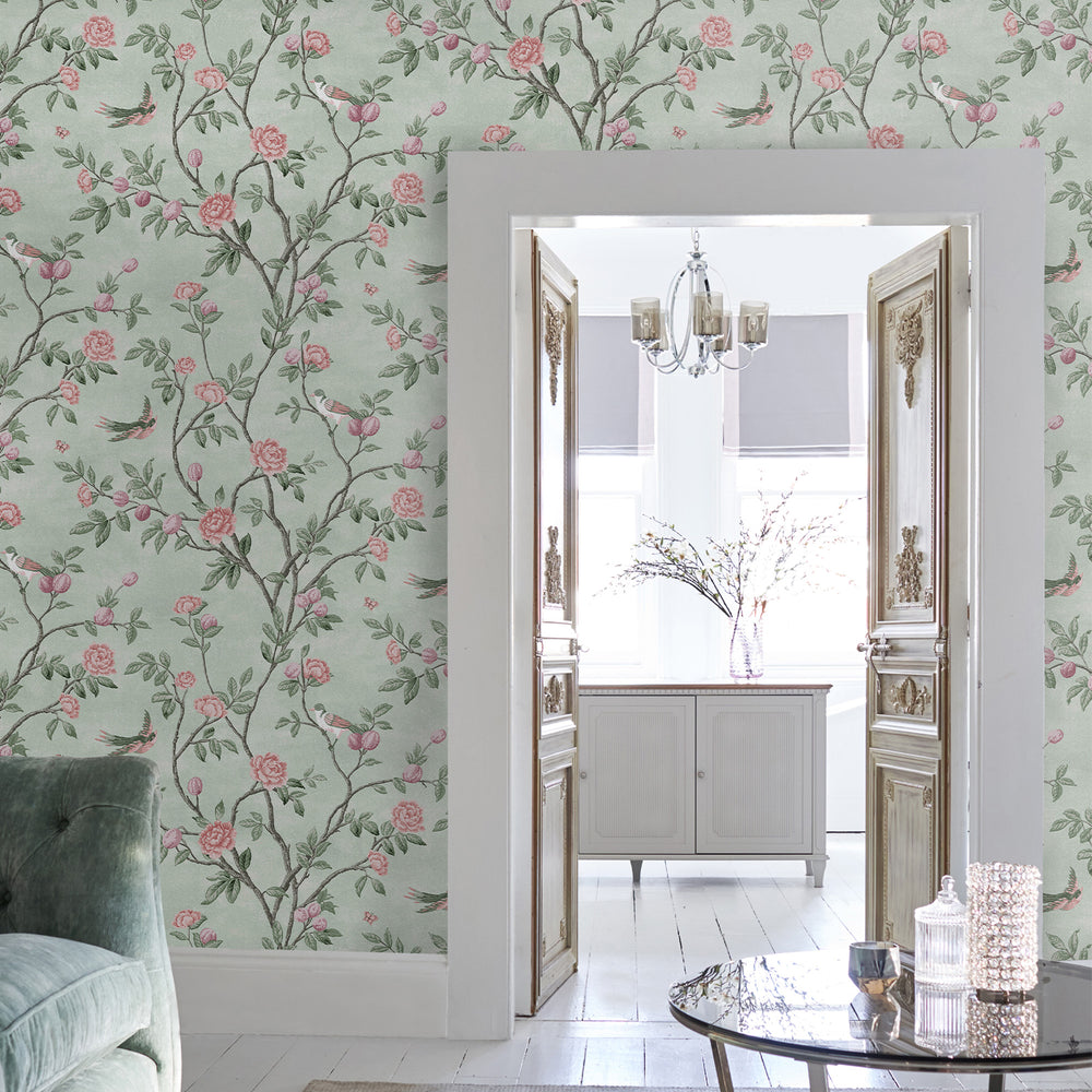 Laura Ashley Eglantine Blush Wallpaper Wallpaper
