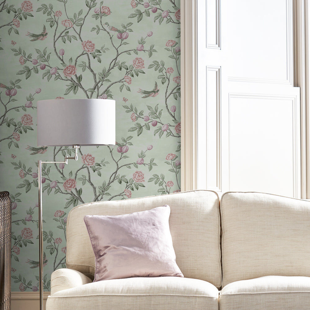 Laura Ashley Eglantine Blush Wallpaper Wallpaper
