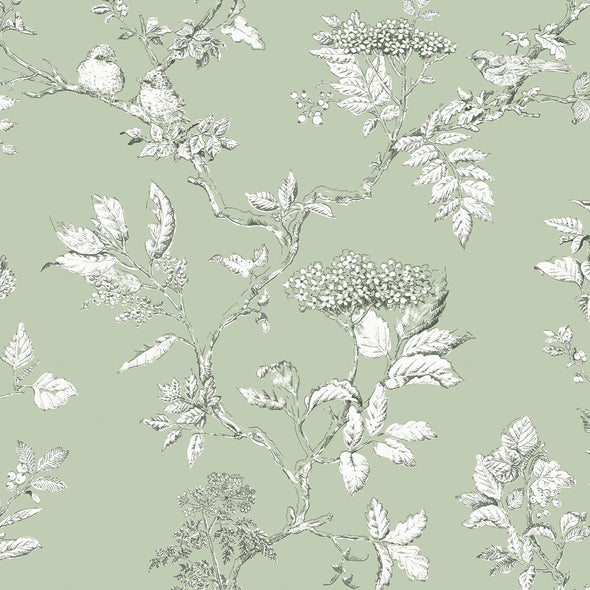 Laura Ashley Elderwood Duck Egg Wallpaper Wallpaper