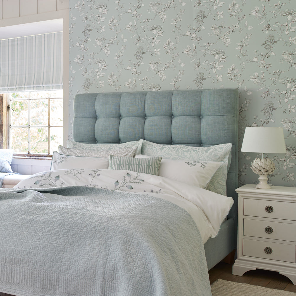 Laura Ashley Elderwood Duck Egg Wallpaper Wallpaper