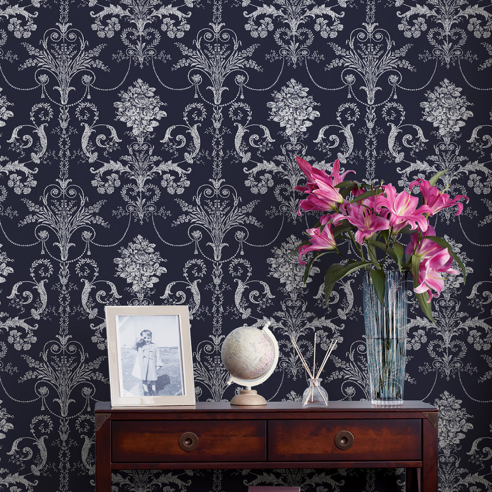 Laura Ashley Josette Amethyst Wallpaper