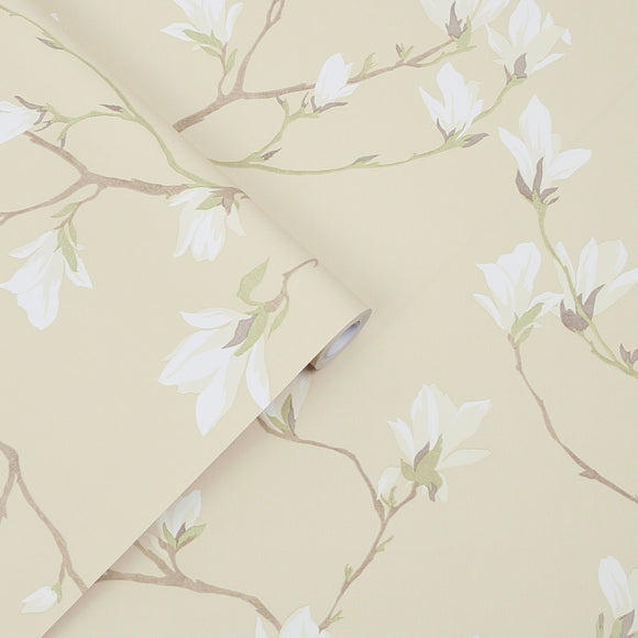 Laura Ashley Magnolia Grove Dusky Seaspray Wallpaper Wallpaper