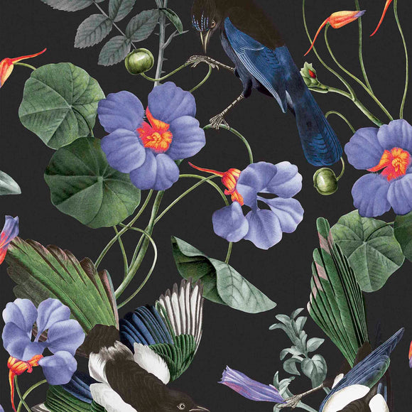 Magpie Floral Wallpaper