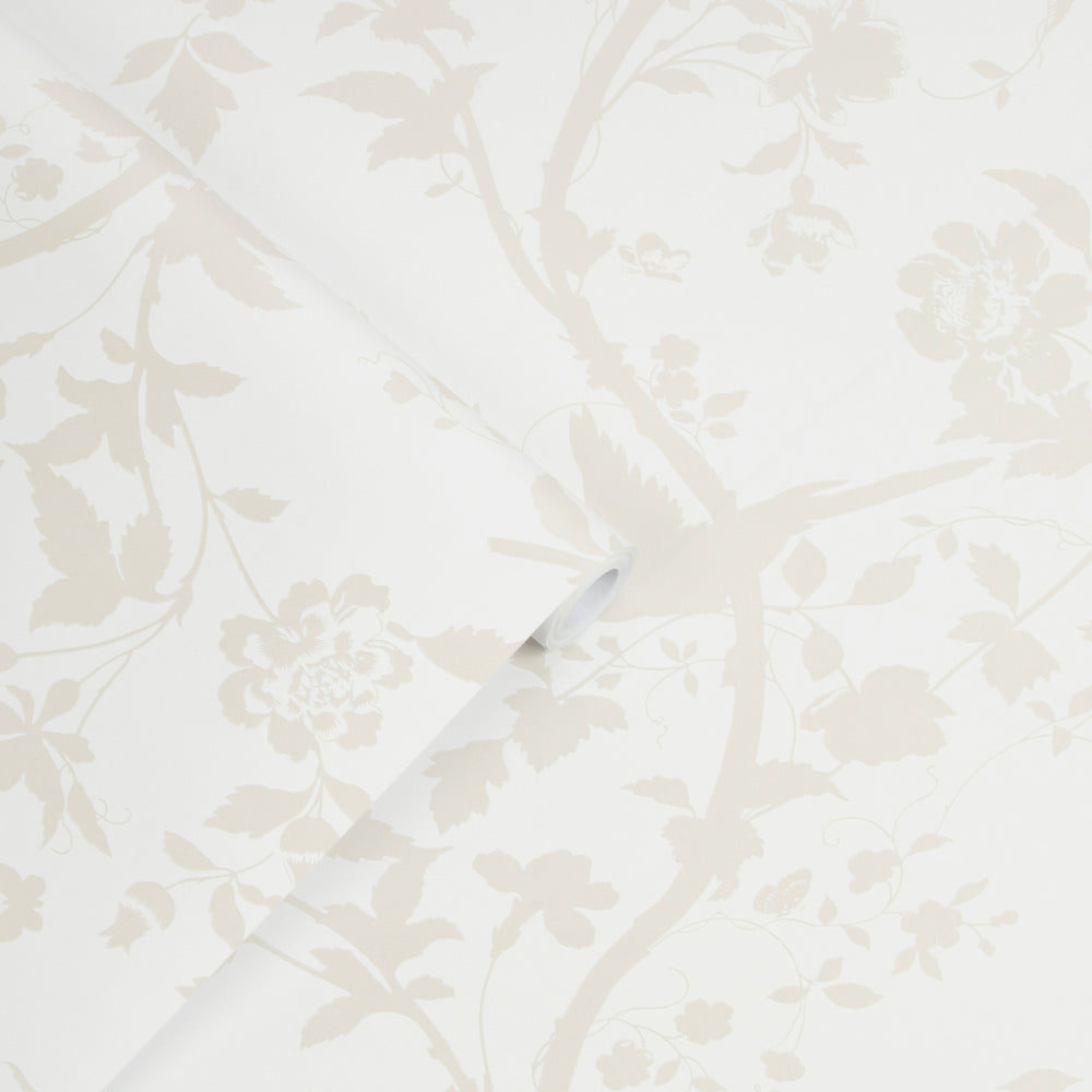 Laura Ashley Oriental Garden Pearlescent White Wallpaper Wallpaper