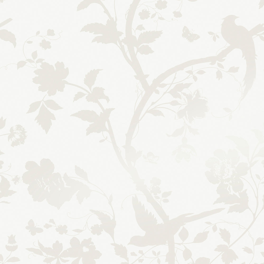 Laura Ashley Oriental Garden Pearlescent White Wallpaper Wallpaper
