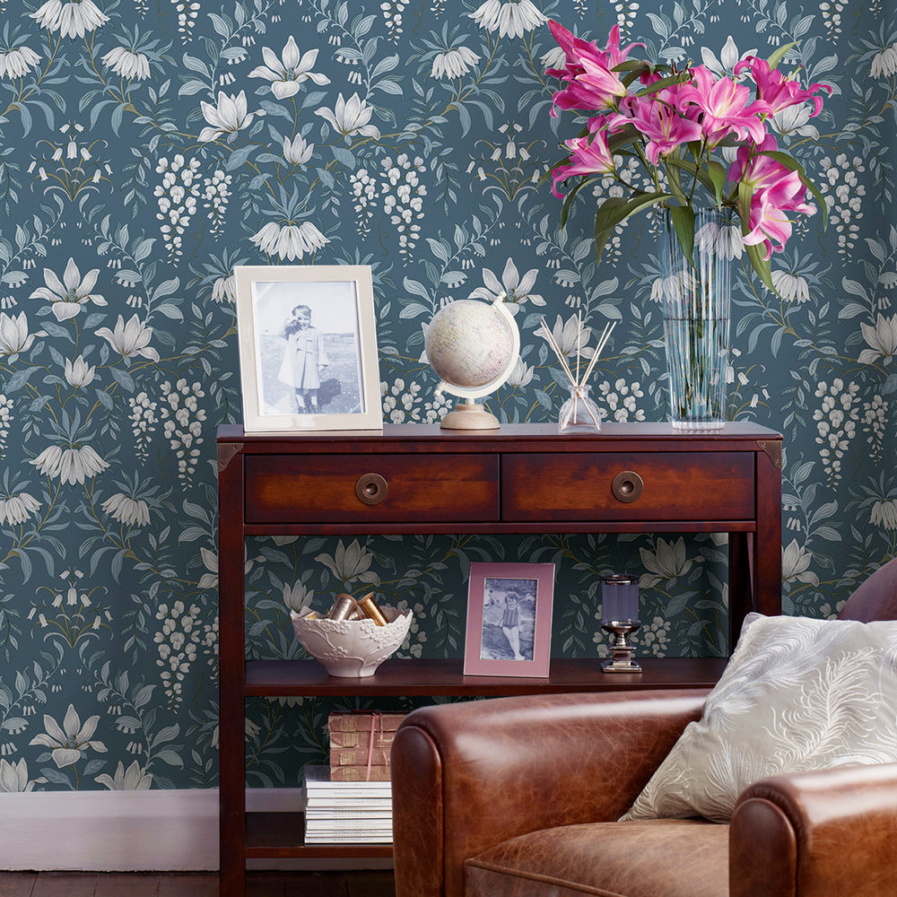 Laura Ashley Parterre Dark Seaspray Wallpaper Wallpaper
