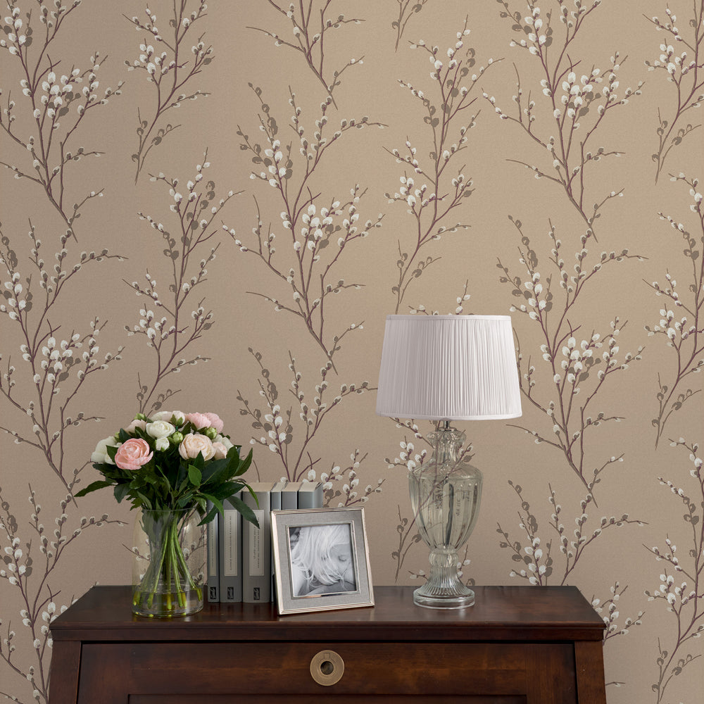 Laura Ashley Pussy Willow Dove Grey Wallpaper