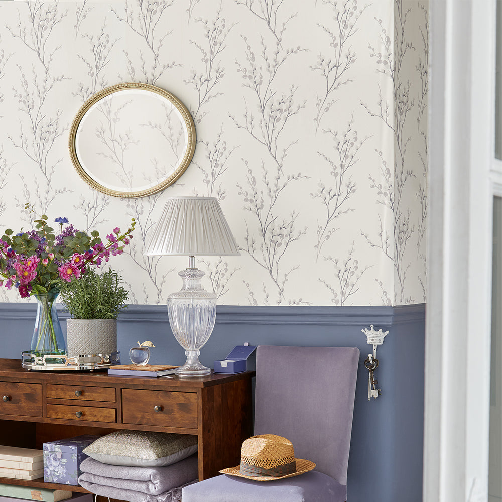 Laura Ashley Pussy Willow Dove Grey Wallpaper