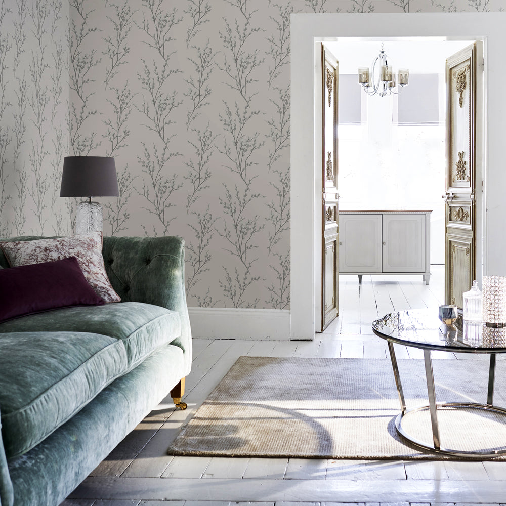 Laura Ashley Pussy Willow Dove Grey Wallpaper