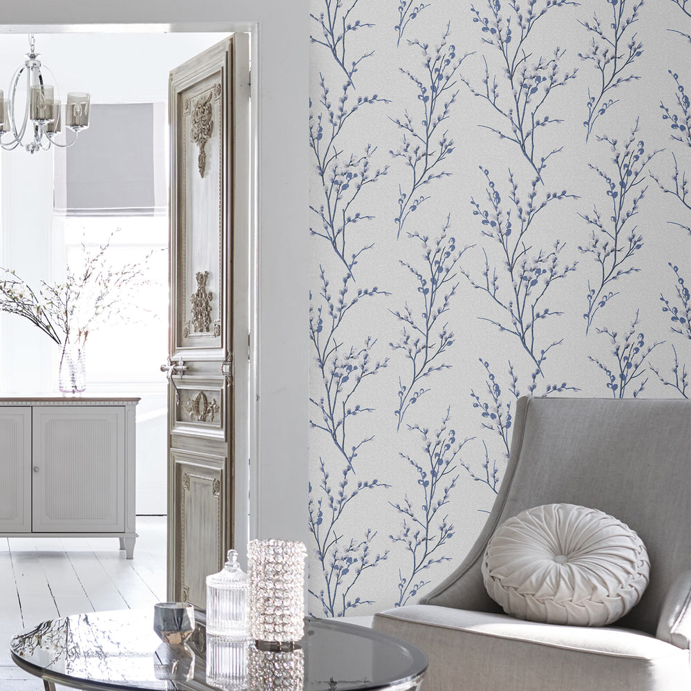 Laura Ashley Pussy Willow Dove Grey Wallpaper