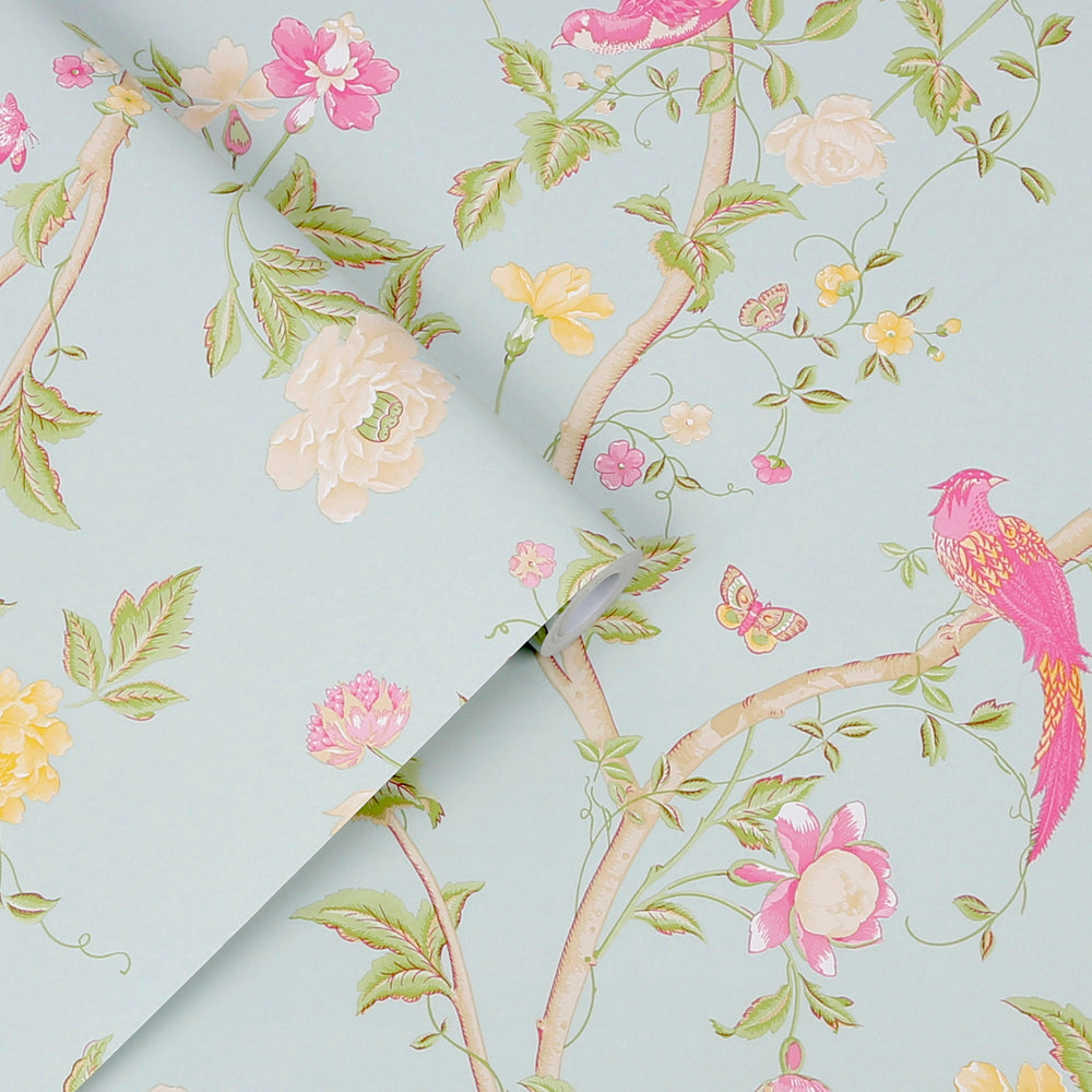 Laura Ashley Summer Palace Duck Egg Wallpaper Wallpaper