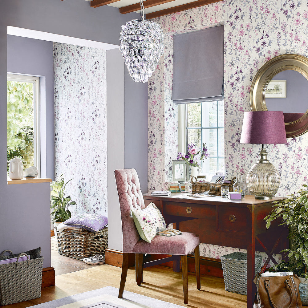 Laura Ashley Wild Meadow Pale Iris Wallpaper Wallpaper