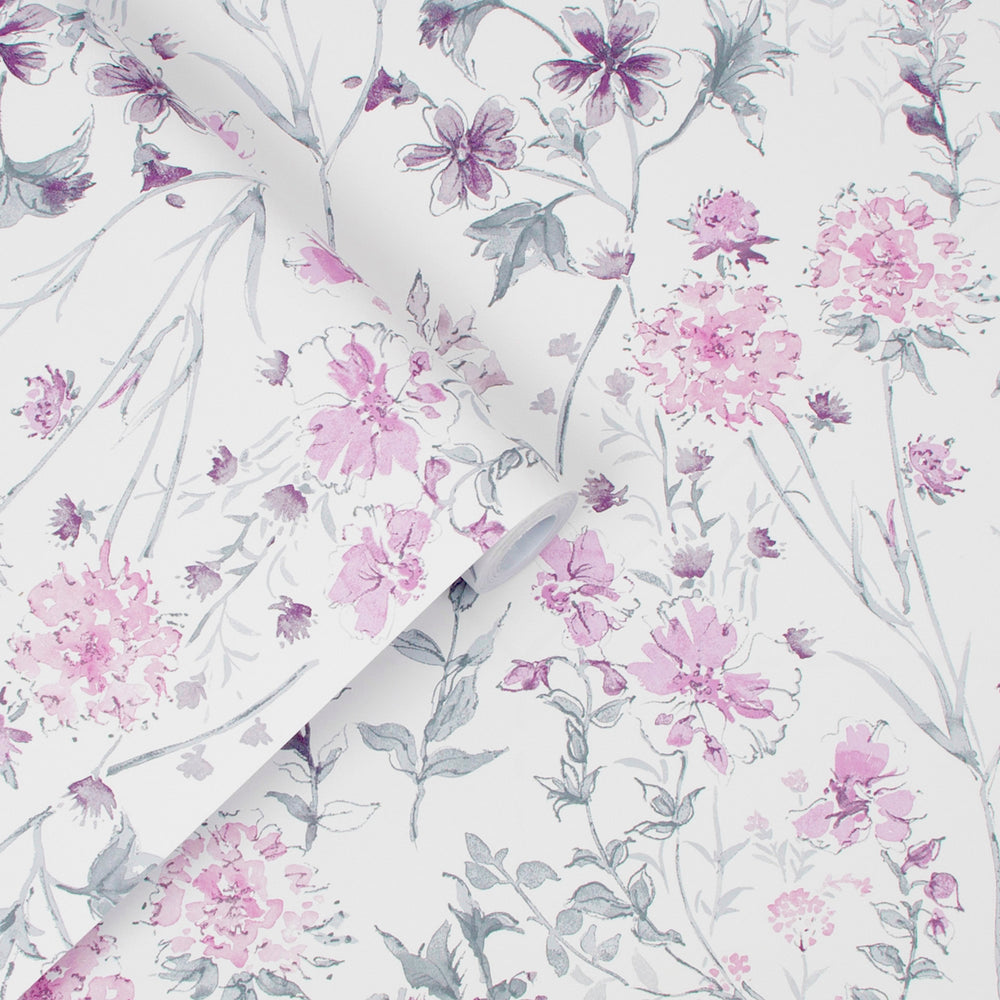 Laura Ashley Wild Meadow Pale Iris Wallpaper Wallpaper