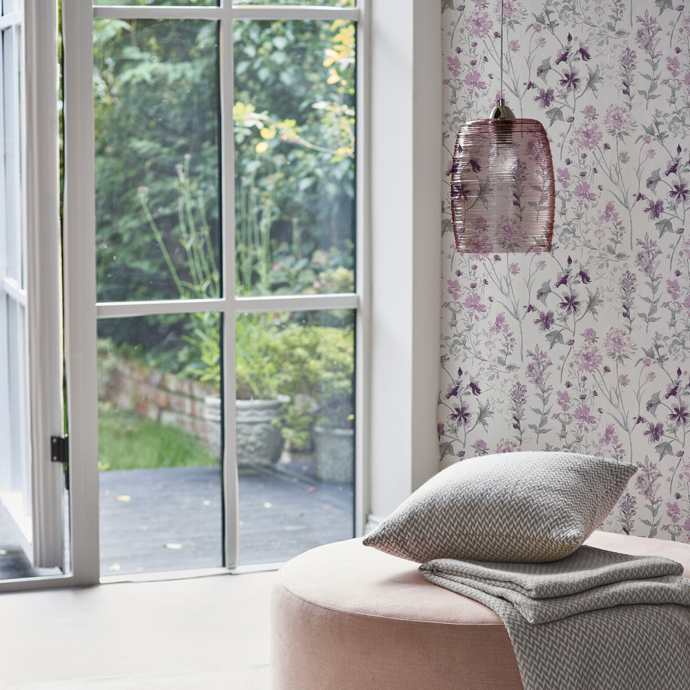 Laura Ashley Wild Meadow Pale Iris Wallpaper Wallpaper