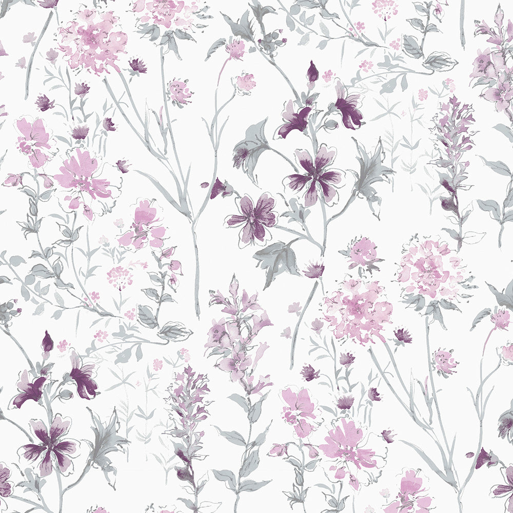 Laura Ashley Wild Meadow Pale Iris Wallpaper Wallpaper
