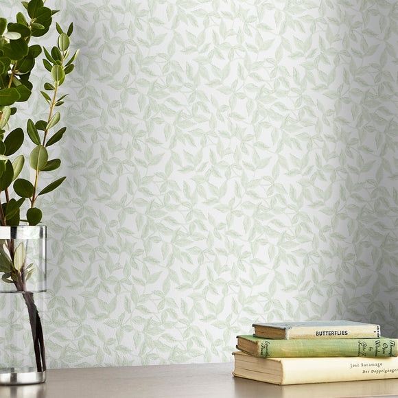 Laura Ashley Erwood Wallpaper Pale Eau de Nil Wallpaper