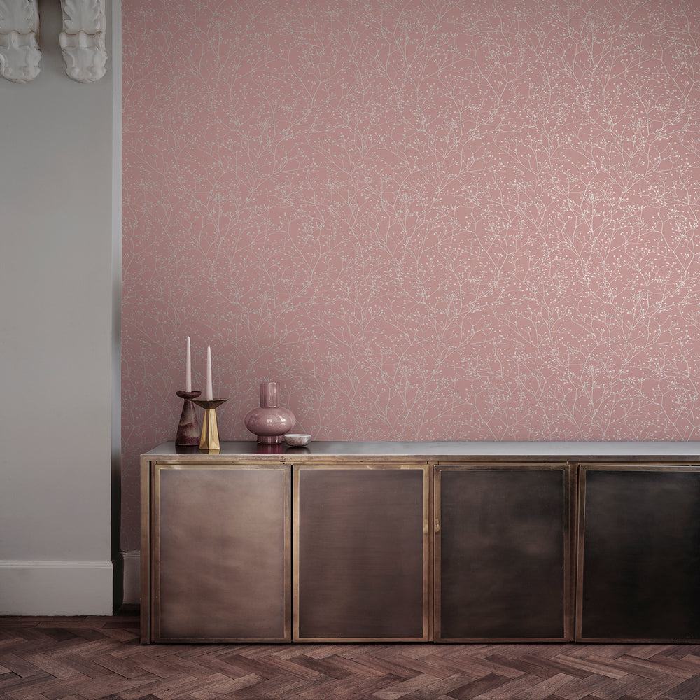 Clarissa Hulse Gypsophila Airforce Blue and Soft Gold Wallpaper