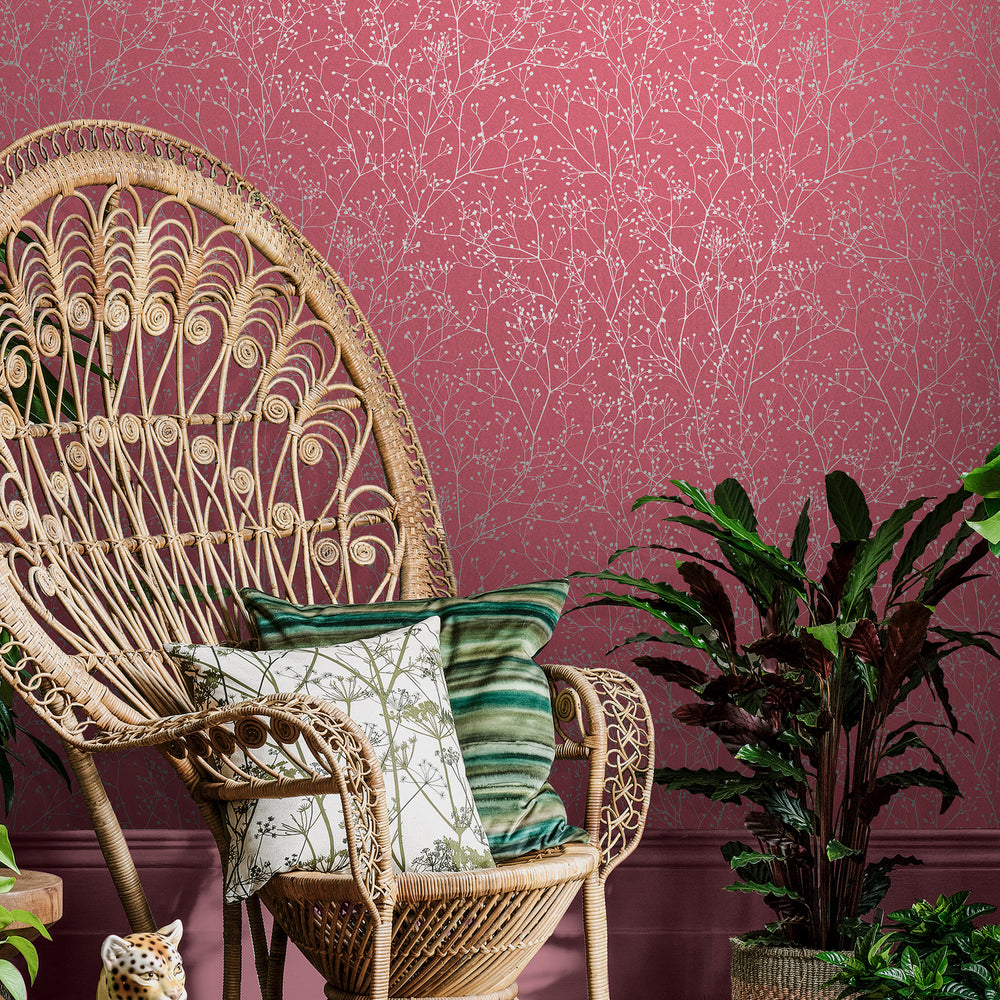 Clarissa Hulse Gypsophila Airforce Blue and Soft Gold Wallpaper