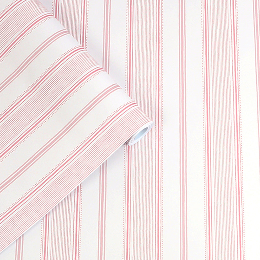 Laura Ashley Heacham Stripe Wallpaper Blush Wallpaper