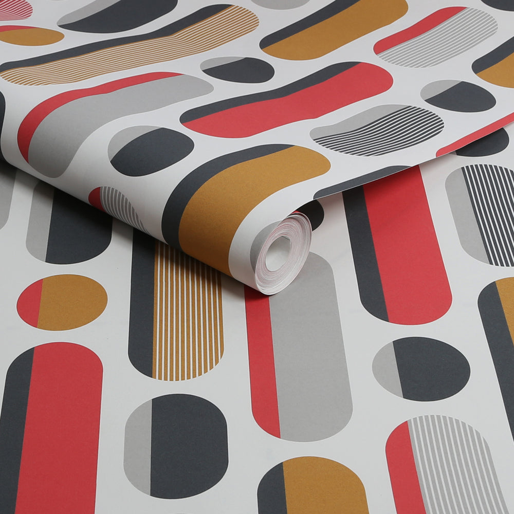 Envy Morse Coral/Navy Wallpaper