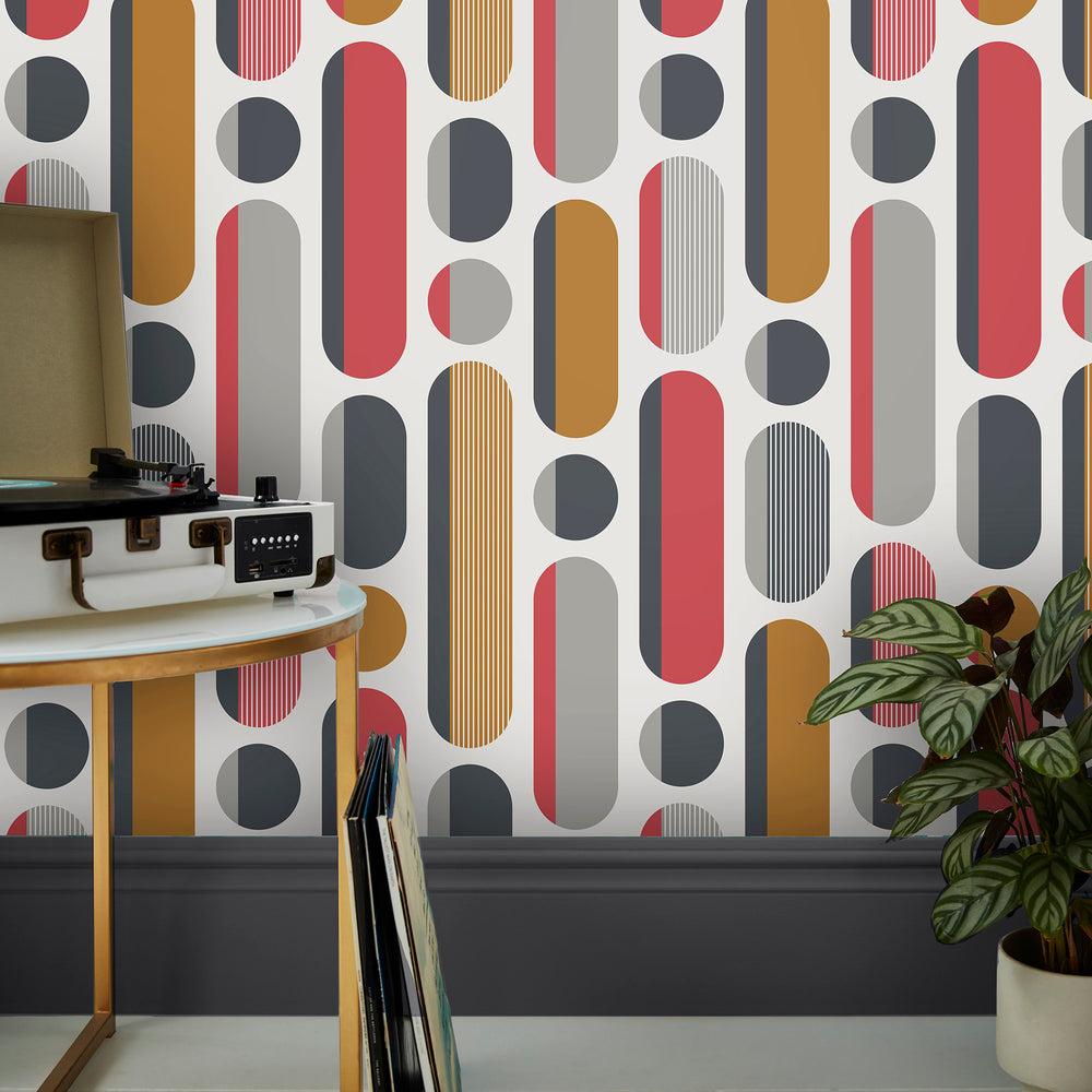 Envy Morse Coral/Navy Wallpaper