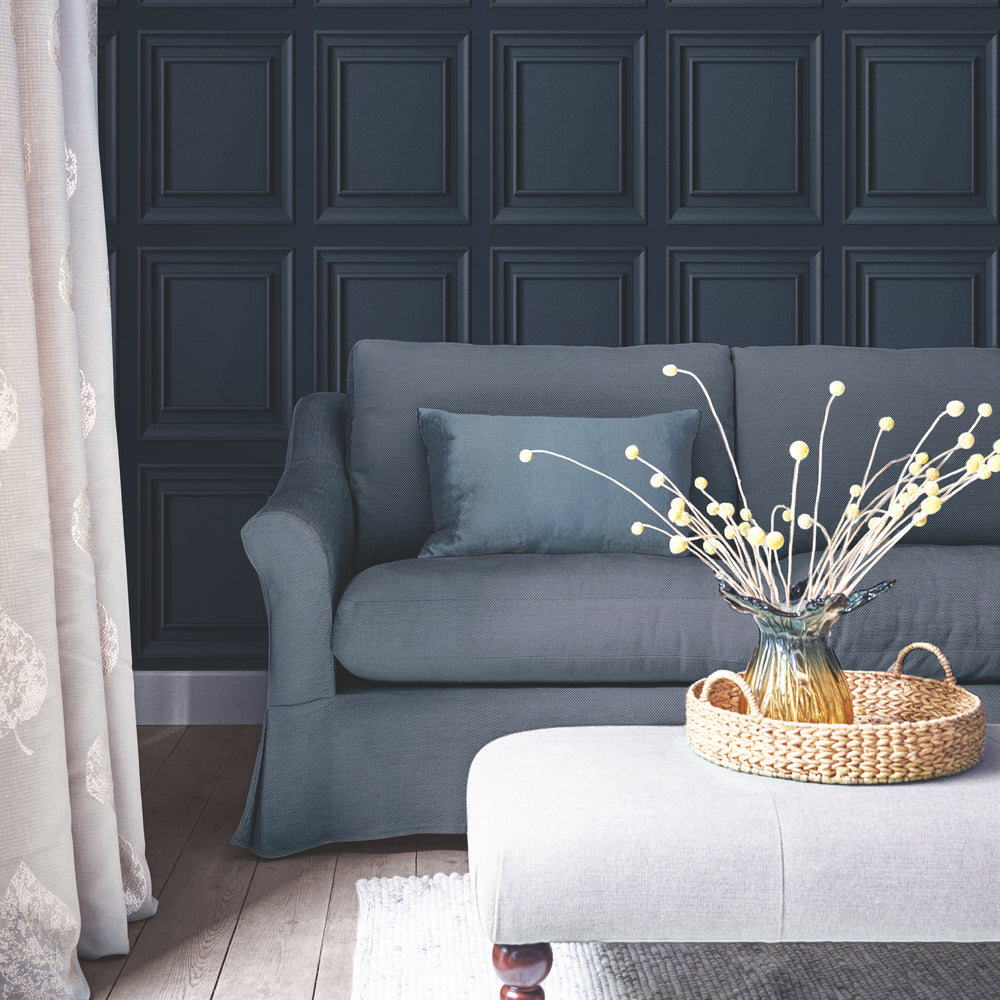Laura Ashley Laura Ashley Redbrook Wood Panel Dark Seaspray Wallpaper Wallpaper