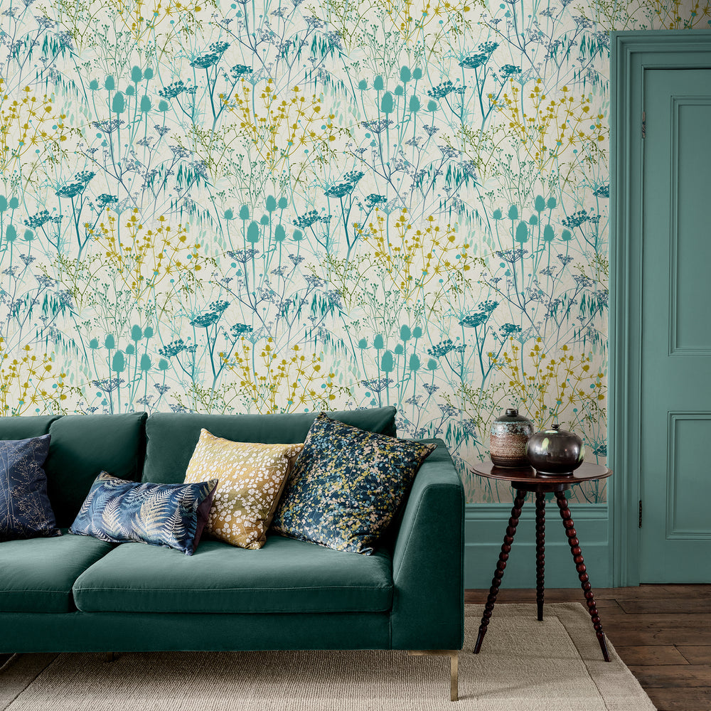 Clarissa Hulse Summer Border Blue Wallpaper