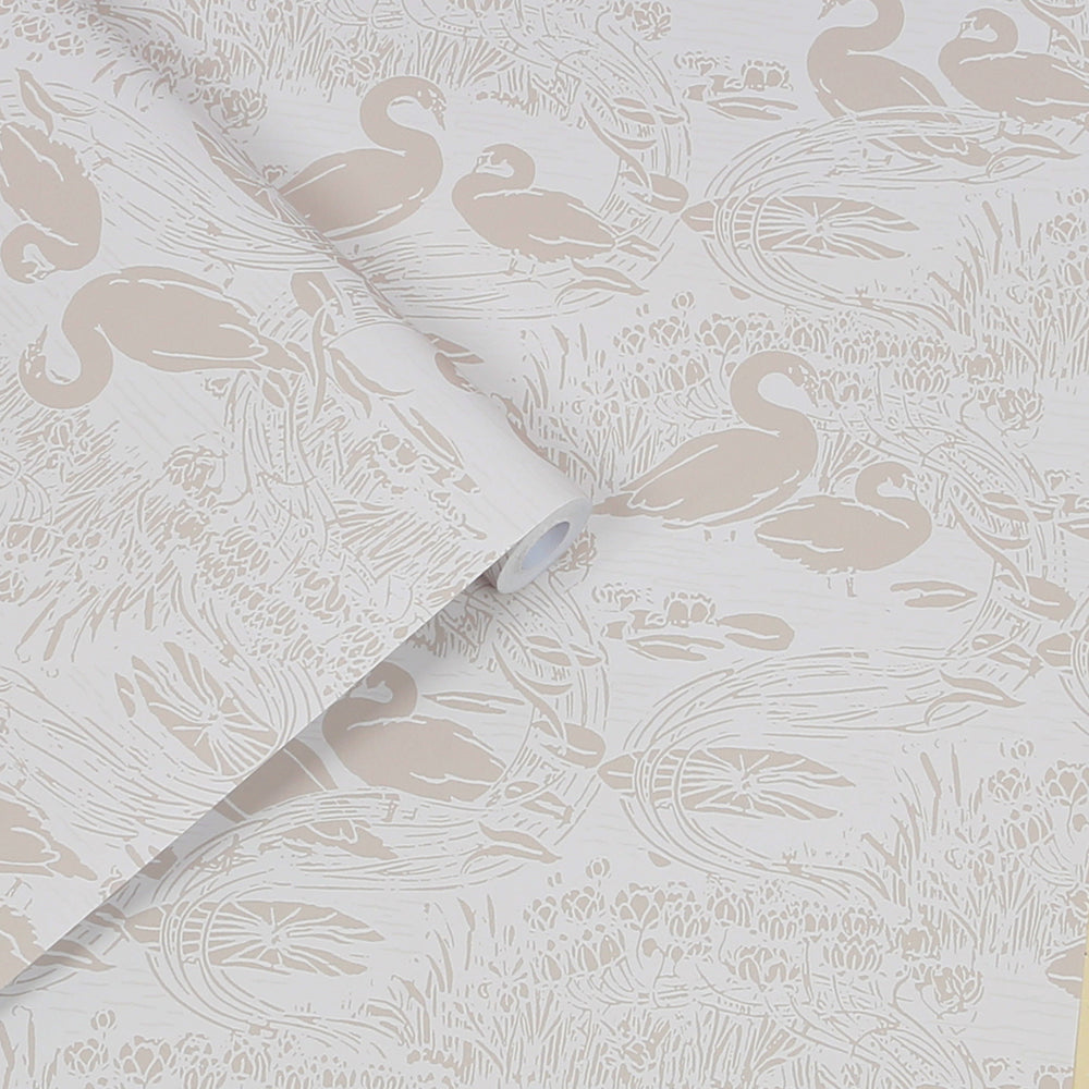 Laura Ashley Swans Wallpaper Dove Grey Wallpaper