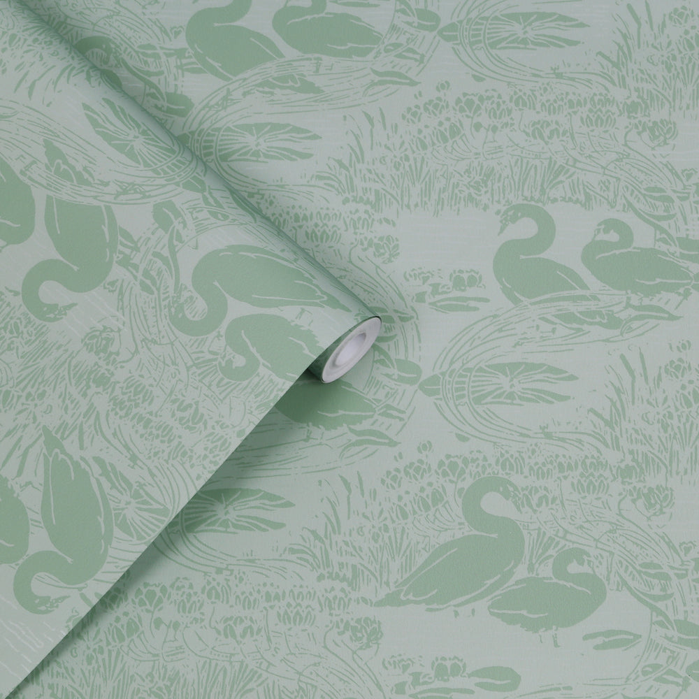 Laura Ashley Swans Wallpaper Dove Grey Wallpaper