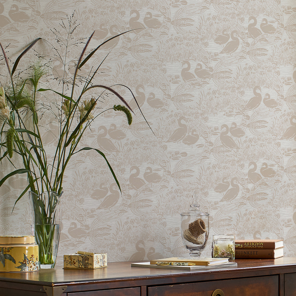 Laura Ashley Swans Wallpaper Dove Grey Wallpaper