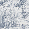 Toile de Jouy Wallpaper Sample Swatch  option Dark Seaspray Blue Sample