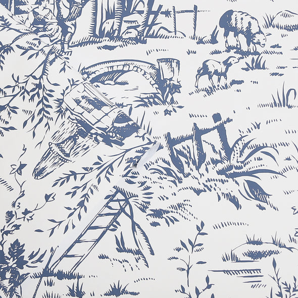 Laura Ashley Toile de Jouy Wallpaper Dark Seaspray Blue Wallpaper
