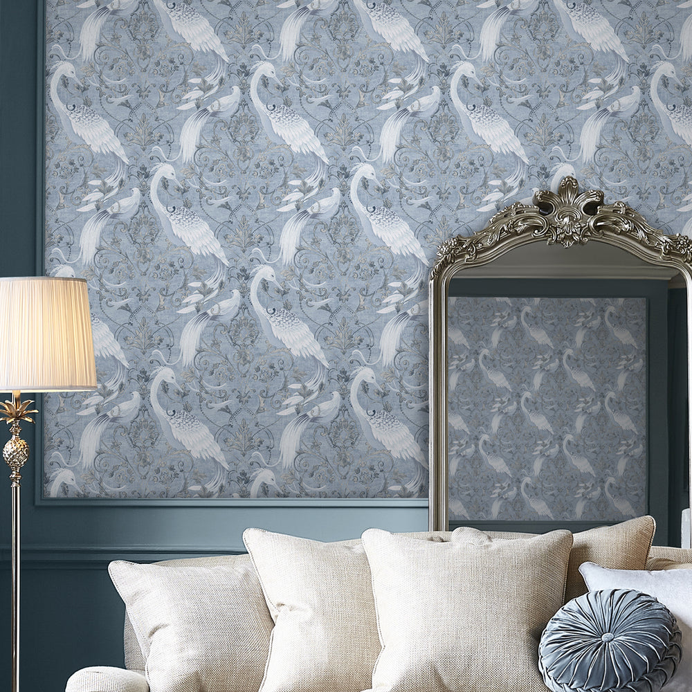 Laura Ashley Tregaron Wallpaper Midnight Blue Wallpaper